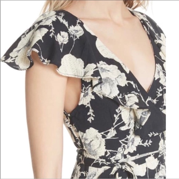 Free People French Quarter Floral Ruffle Wrap Mini Dress M - Picture 11 of 11